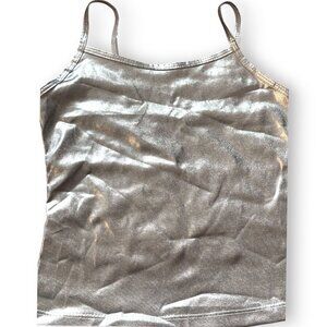 iefiel  Girl's Shiny Metallic Scoop Neck Tank Crop Tops Vest Festival Raves sz 6